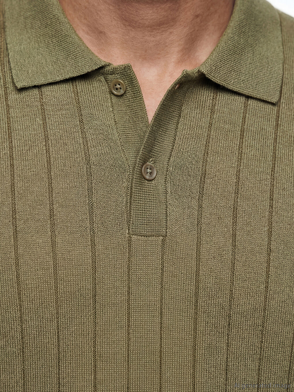 Yeşil Polo Yaka Erkek Triko Tişört-2