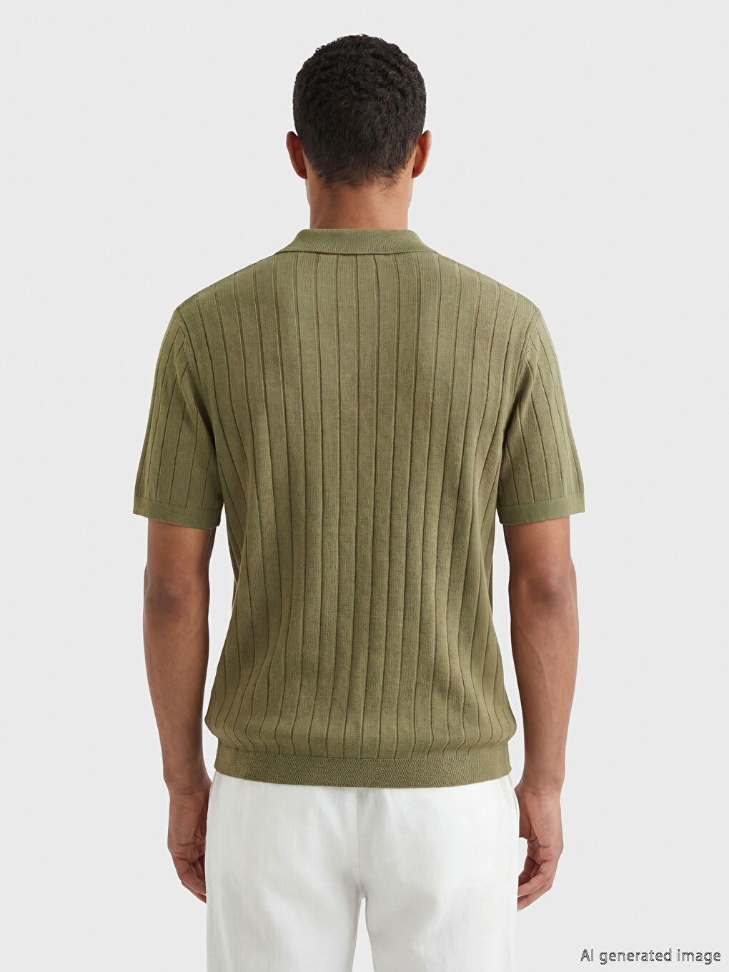 Yeşil Polo Yaka Erkek Triko Tişört-3