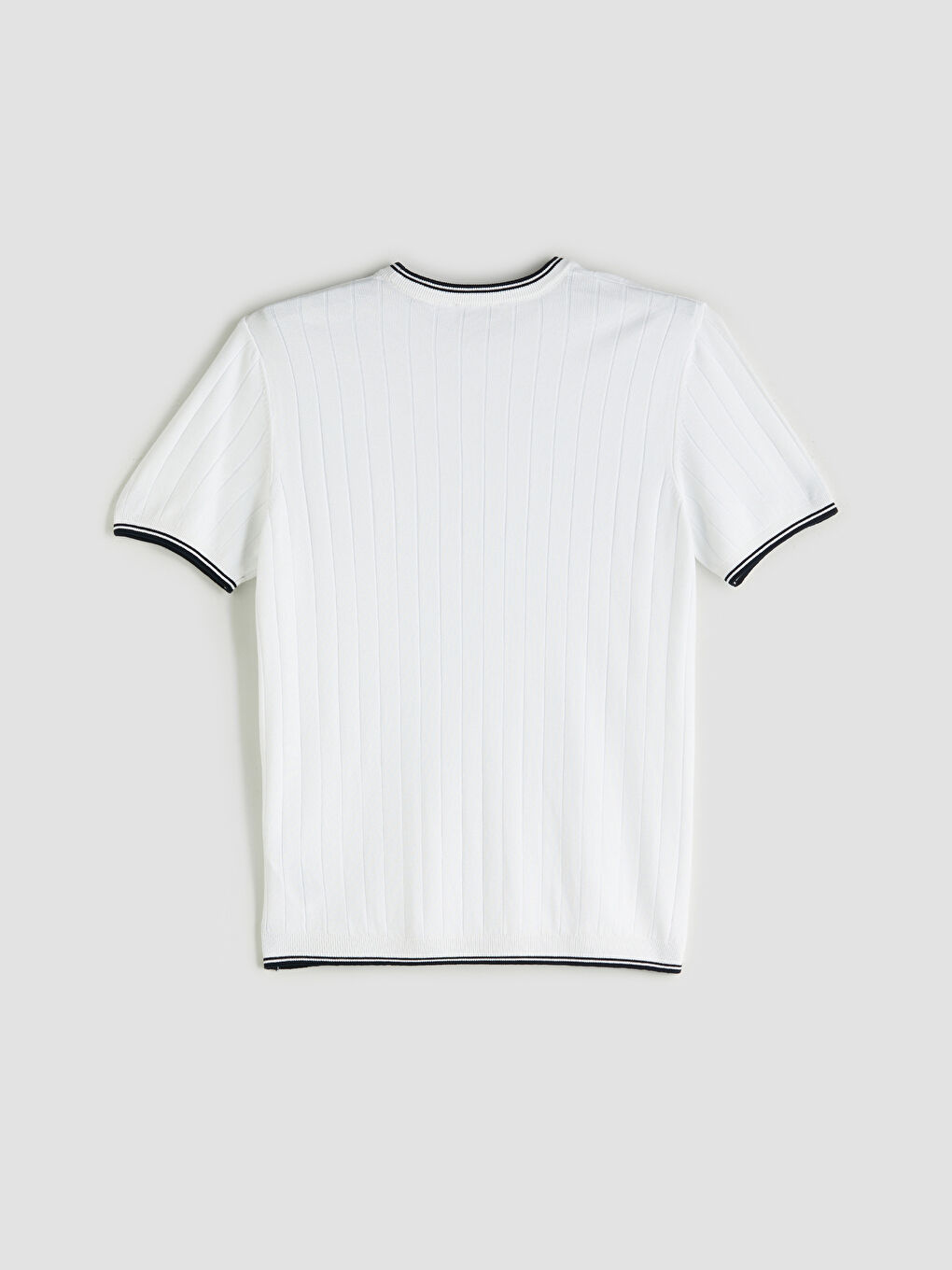 Ekru Bisiklet Yaka Kısa Kollu Erkek Triko Kazak-5