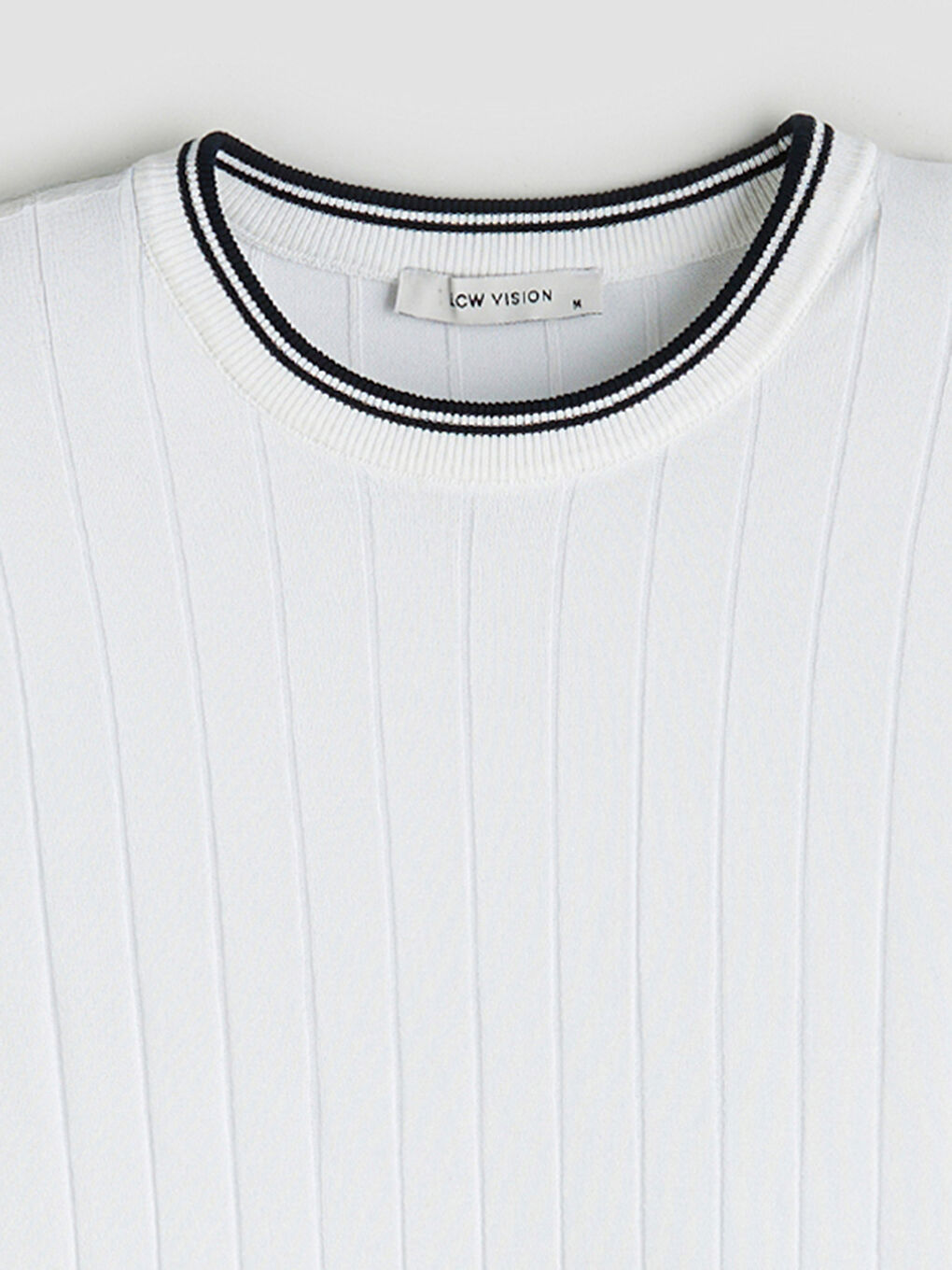 Ekru Bisiklet Yaka Kısa Kollu Erkek Triko Kazak-6