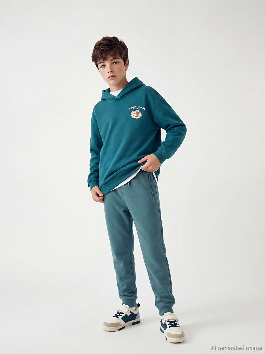 Yeşil Beli Lastikli Erkek Çocuk Jogger Eşofman Altı