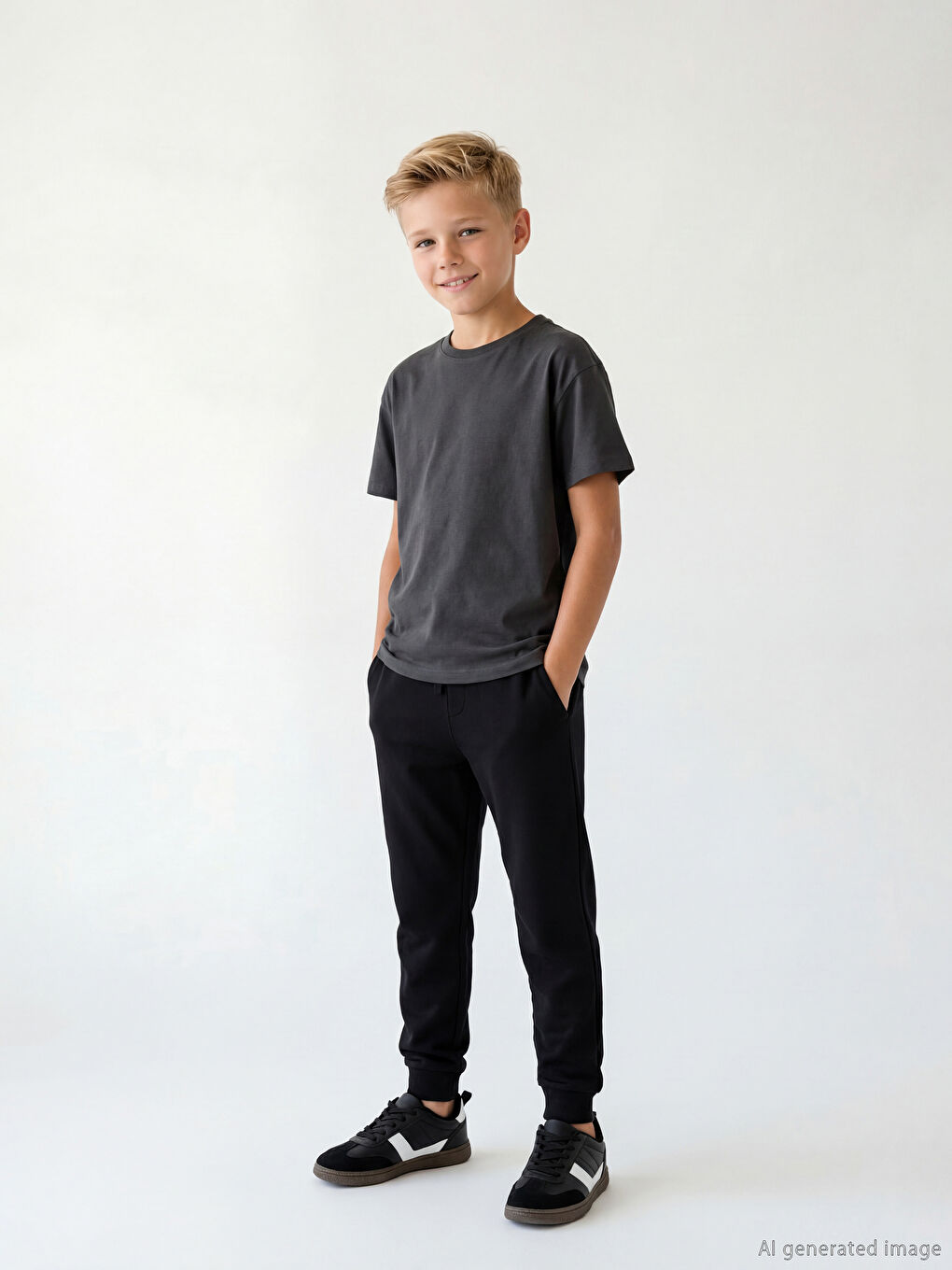 Siyah Beli Lastikli Erkek Çocuk Jogger Eşofman Altı