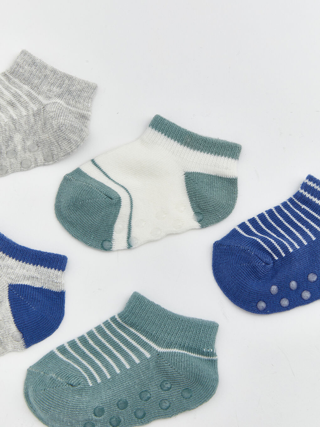 Gri Erkek Bebek Patik Çorap 5'li -2