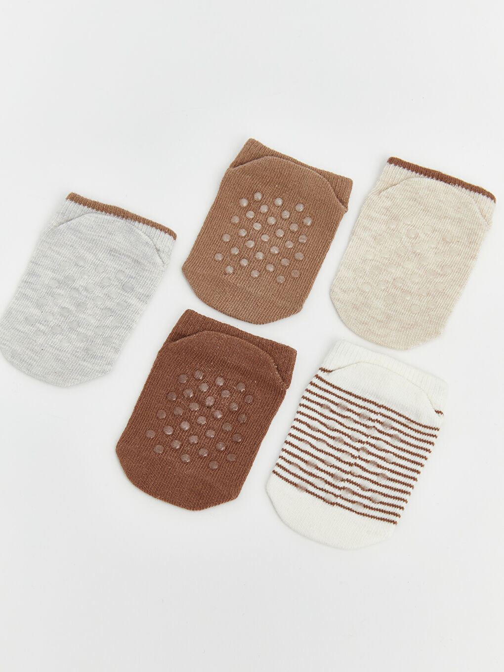 Kahverengi Erkek Bebek Desenli Patik Çorap 5'li -2