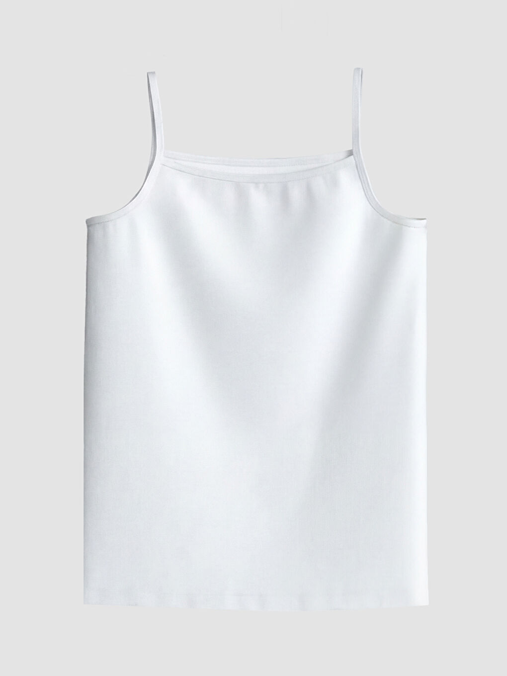 Beyaz Kare Yaka İp Askılı Kız Çocuk Atlet