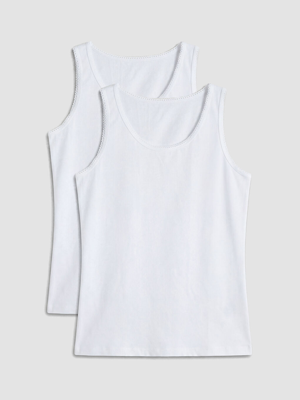 Beyaz Bisiklet Yaka Kız Çocuk Atlet 2'li