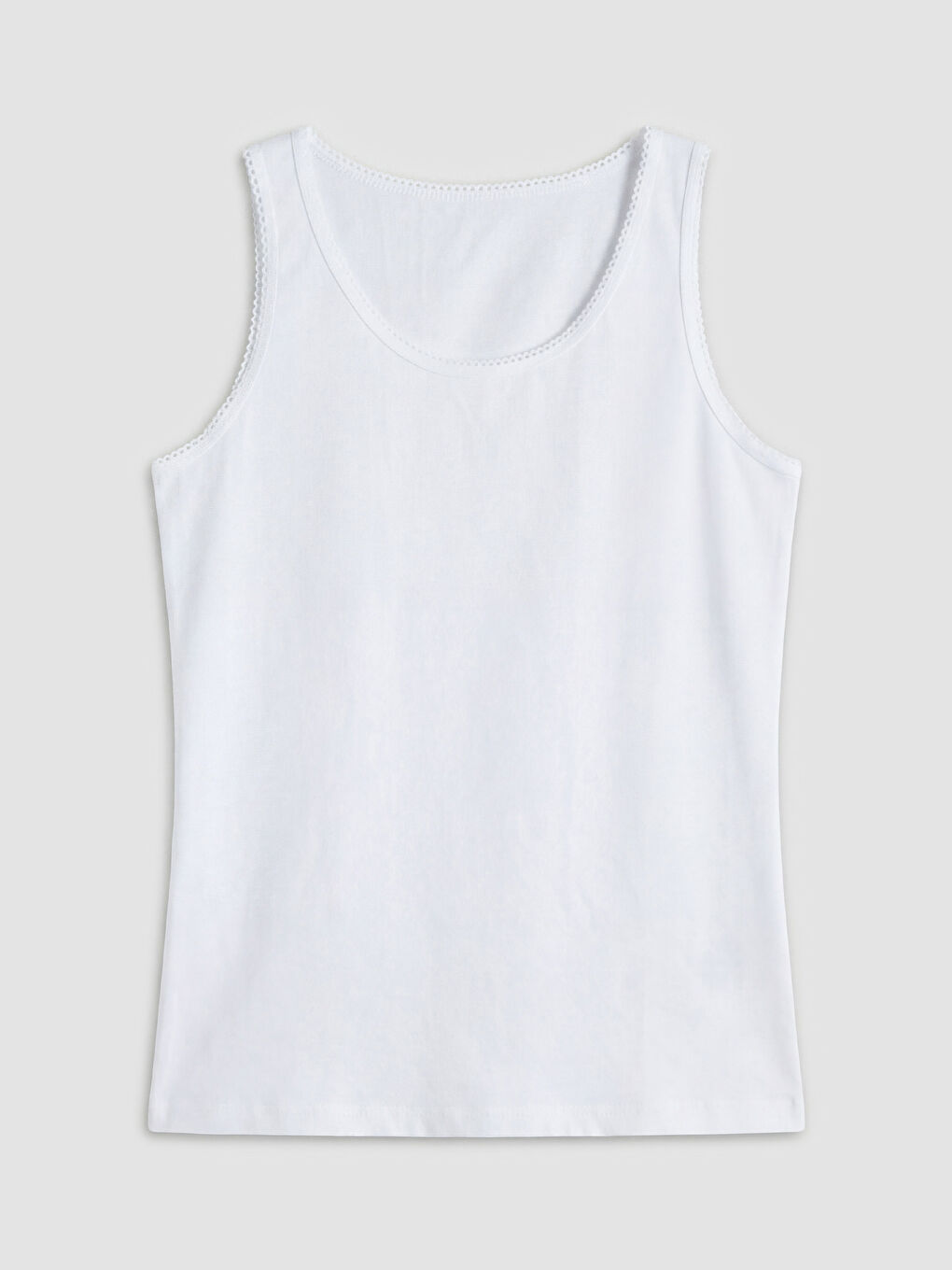 Beyaz Bisiklet Yaka Kız Çocuk Atlet 2'li-1