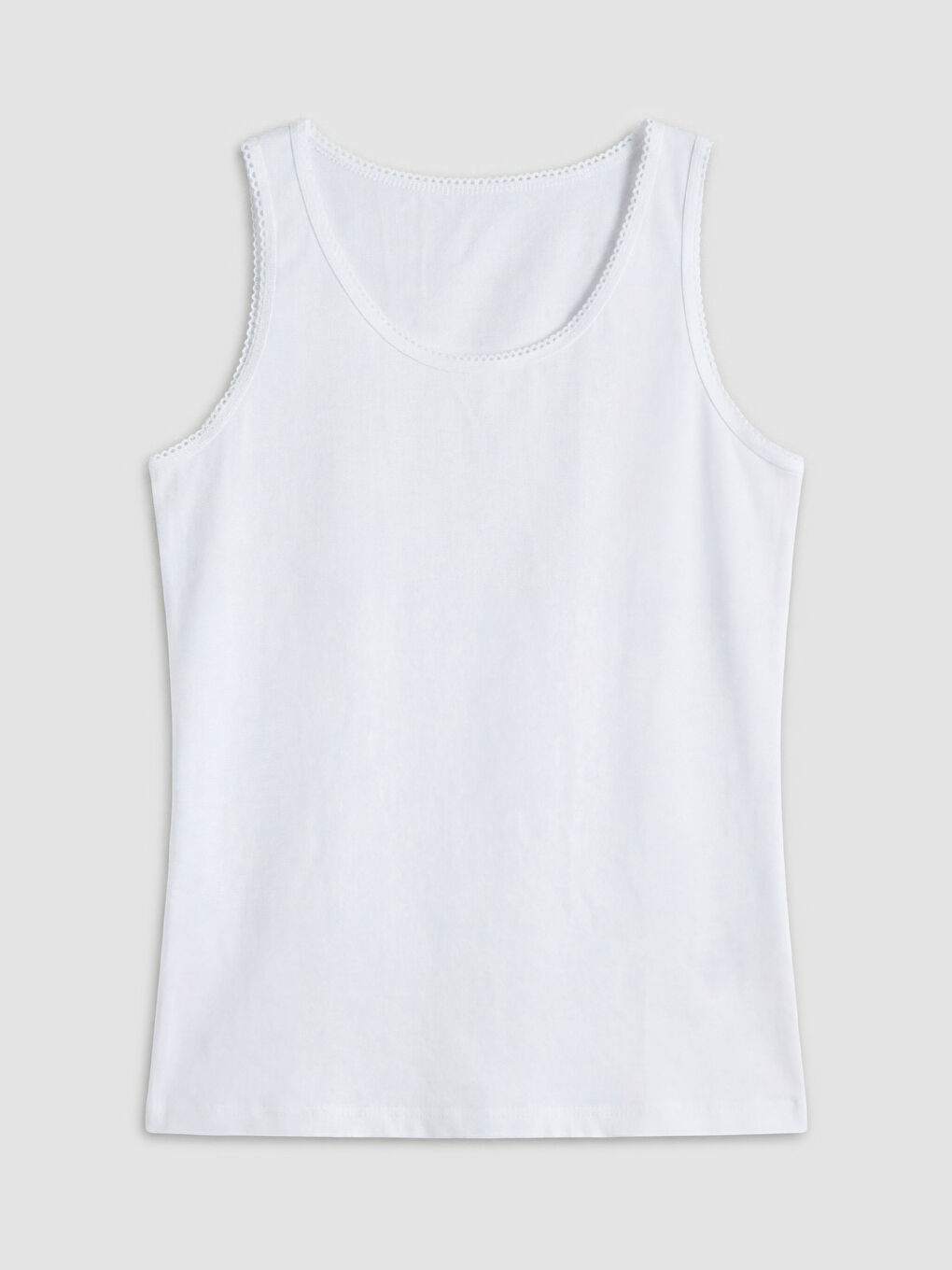 Beyaz Bisiklet Yaka Kız Çocuk Atlet 2'li-2