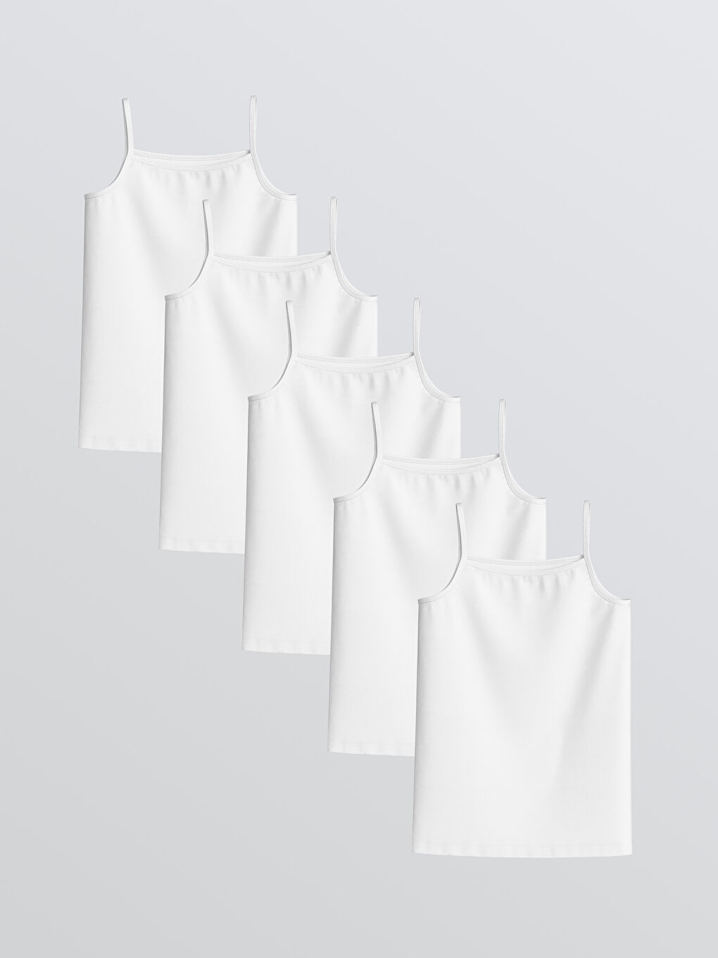 Beyaz İp Askılı Kız Çocuk İç Giyim Atlet 5'li