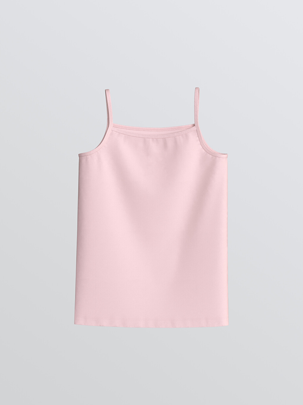 Pembe Kare Yaka İp Askılı Kız Çocuk Atlet