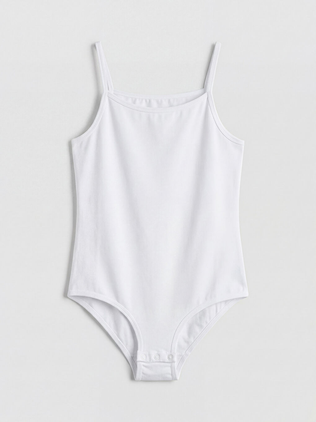 Beyaz İp Askılı Kız Çocuk Çıtçıtlı Body