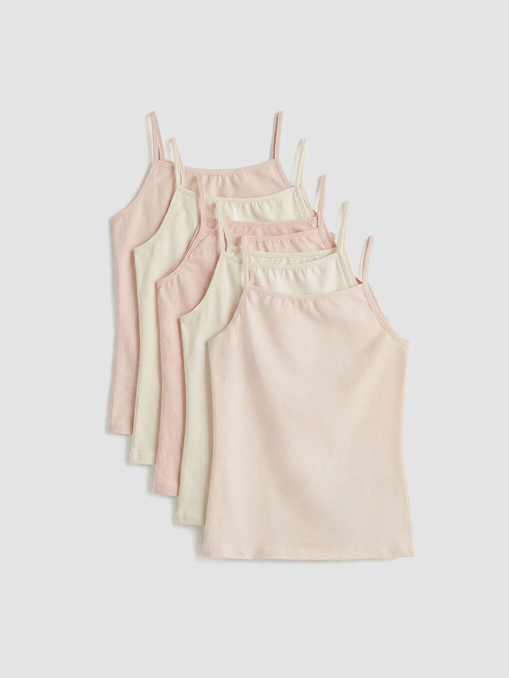 Atlet majica sa kvadratnom kragnom na bretelama za devojčice, pakovanje od 5 komada