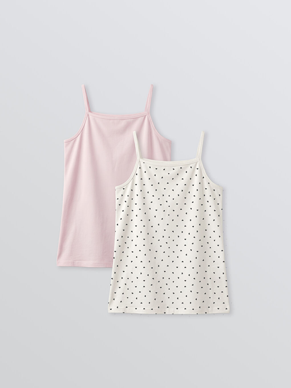 Ekru Kare Yaka Kız Çocuk Atlet 2'li