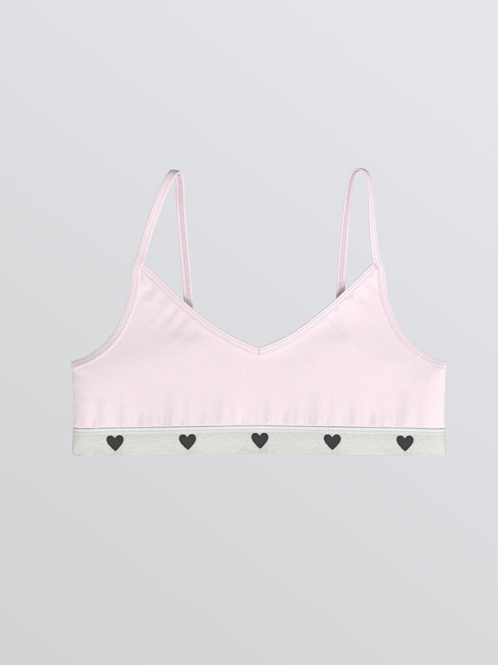 Ekru Kalp Desenli Kız Çocuk Büstiyer 2'li-1