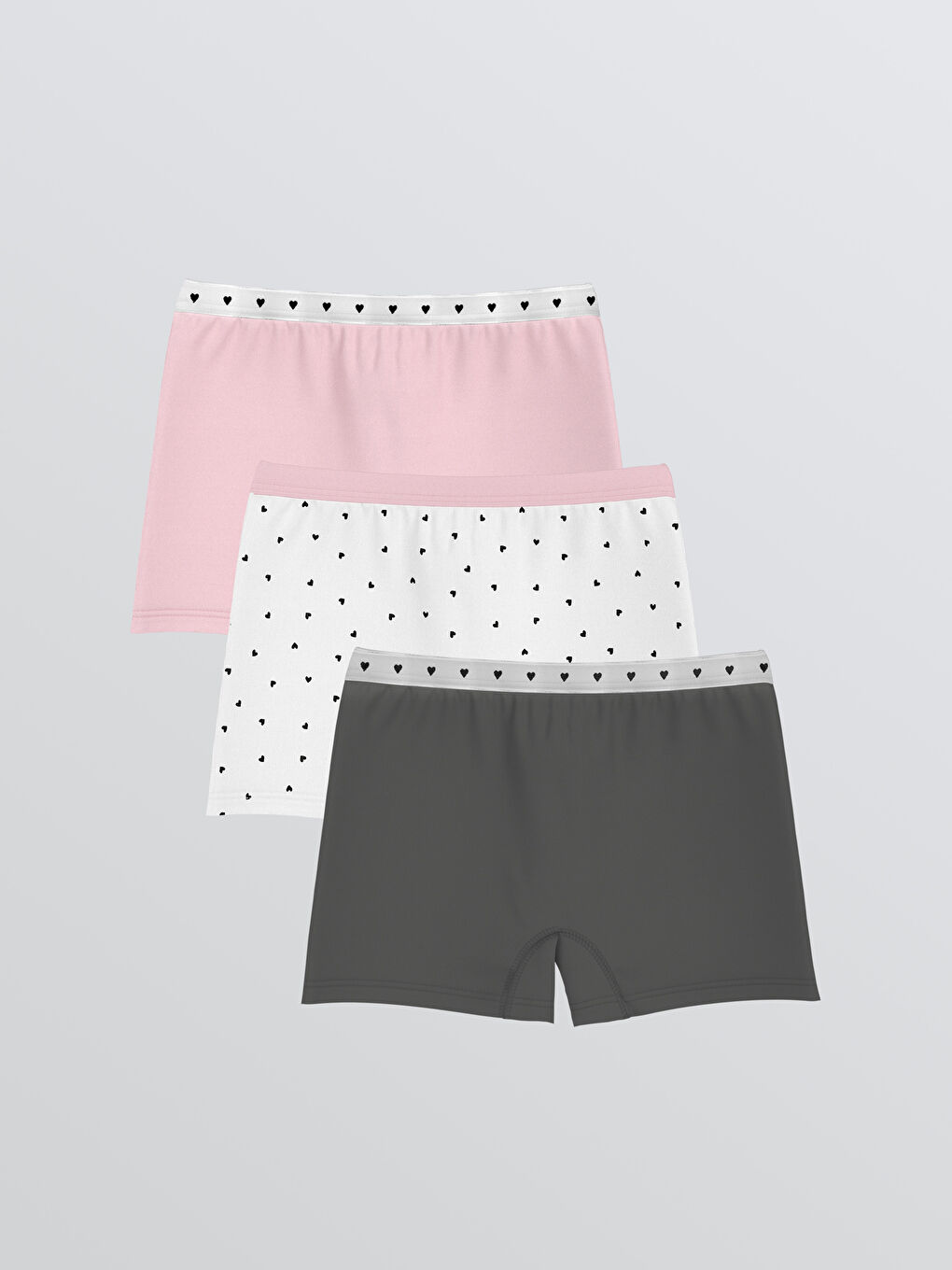 Ekru Baskılı Kız Çocuk Boxer 3'lü