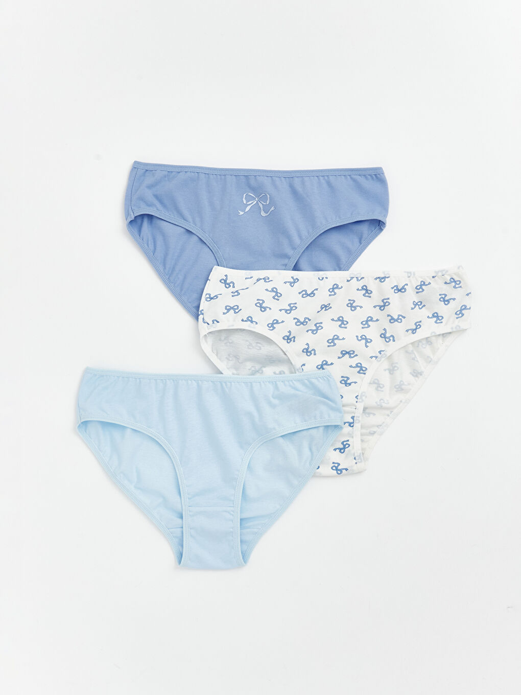 Ekru Desenli Kız Çocuk Külot 3'lü Paket