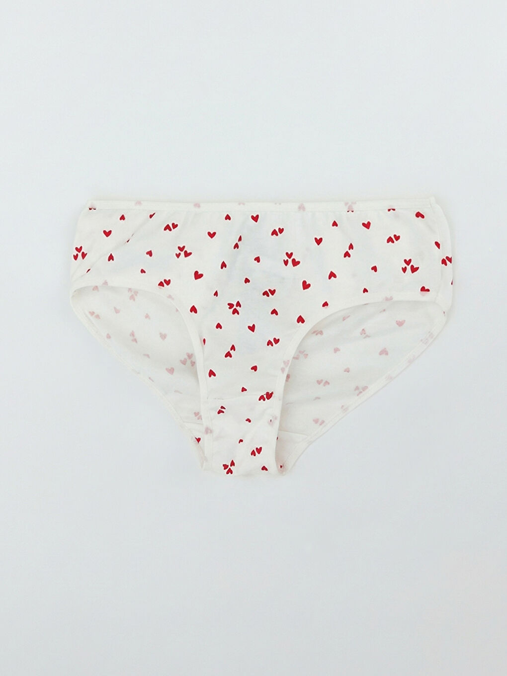 Ekru Kalp Baskılı Kız Çocuk Külot