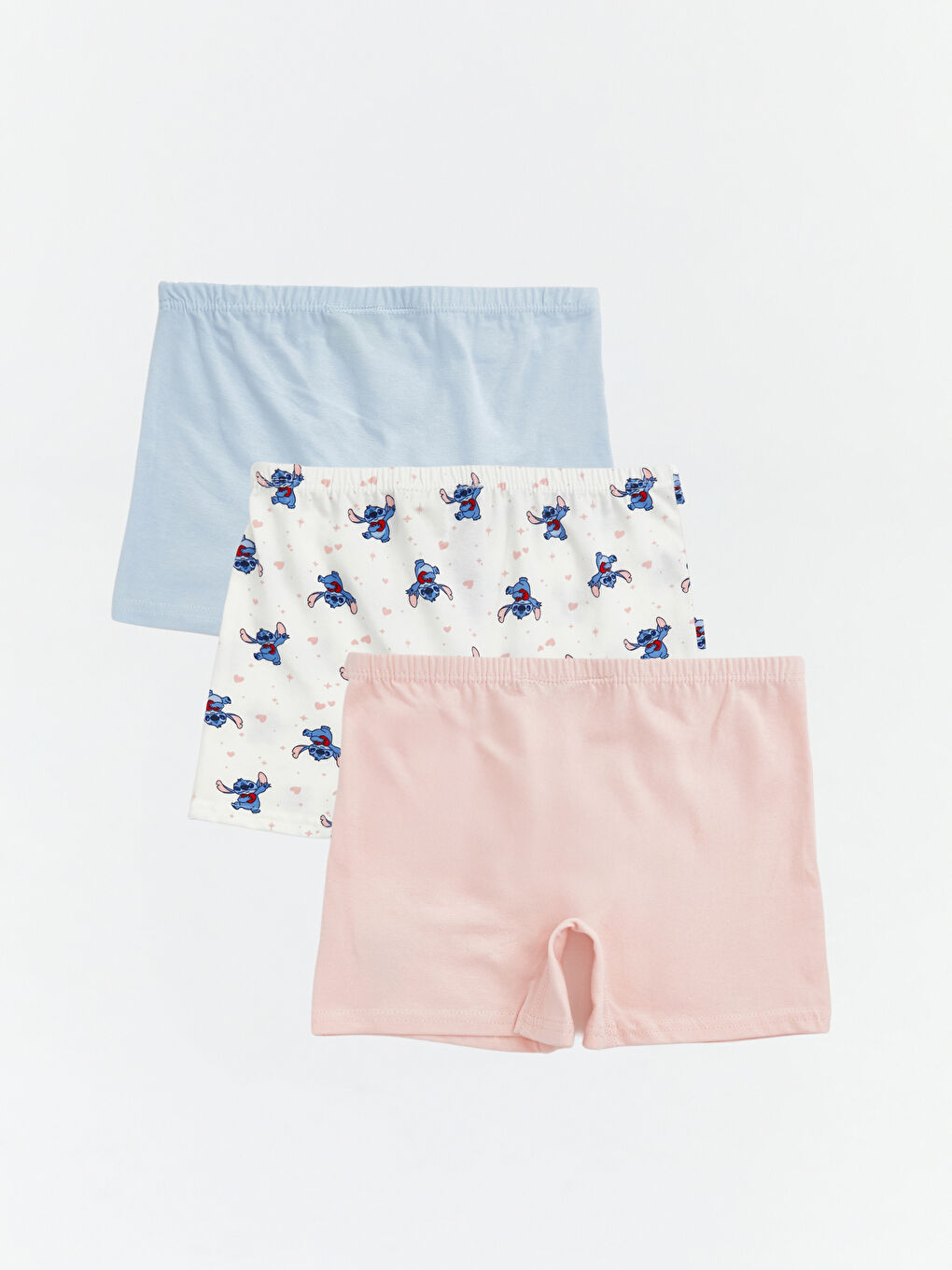 Ekru Stitch ve Angel Baskılı Kız Çocuk 3'lü Boxer-4