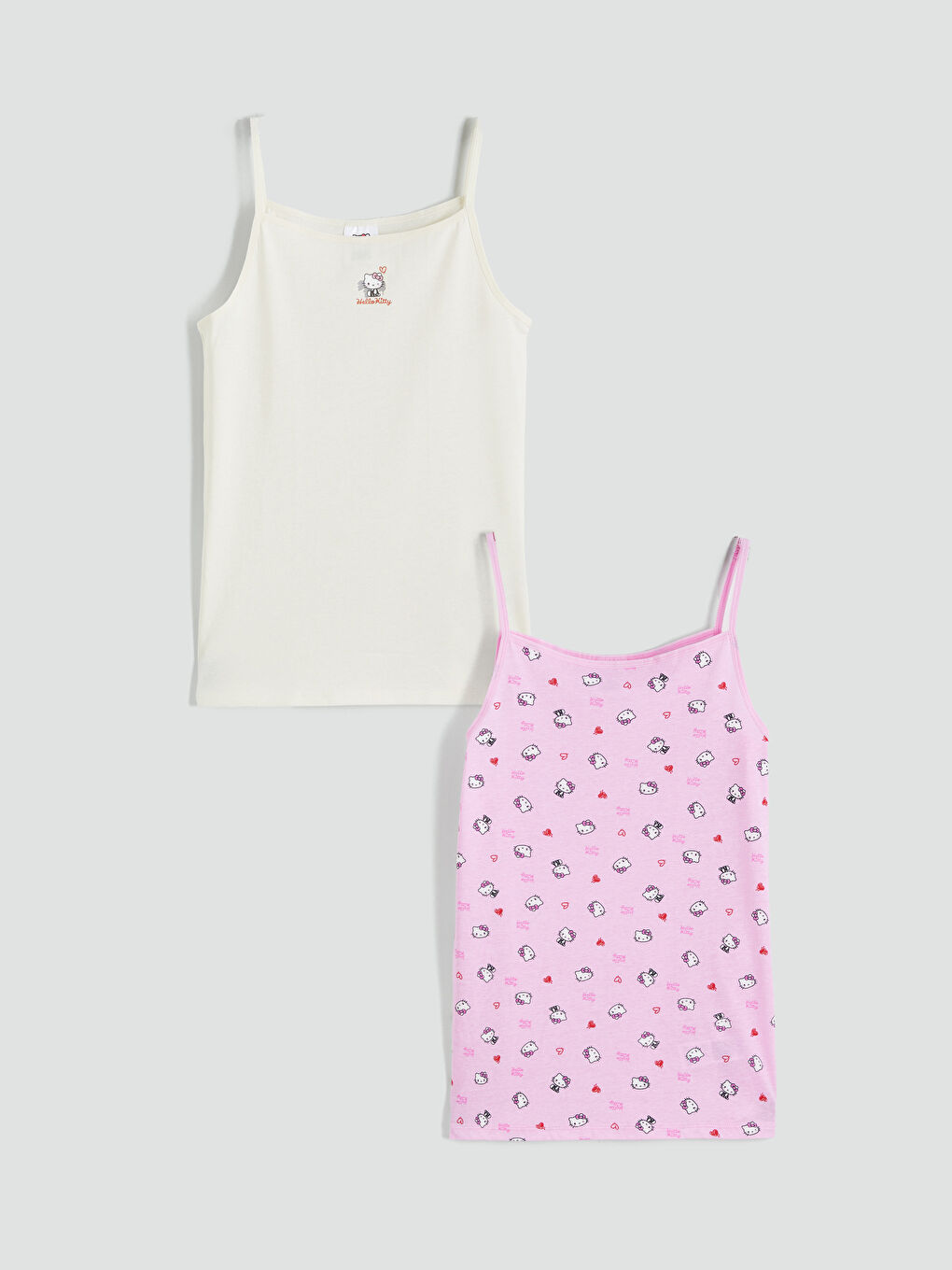 Ekru Hello Kitty Baskılı Kız Çocuk Atlet 2'li