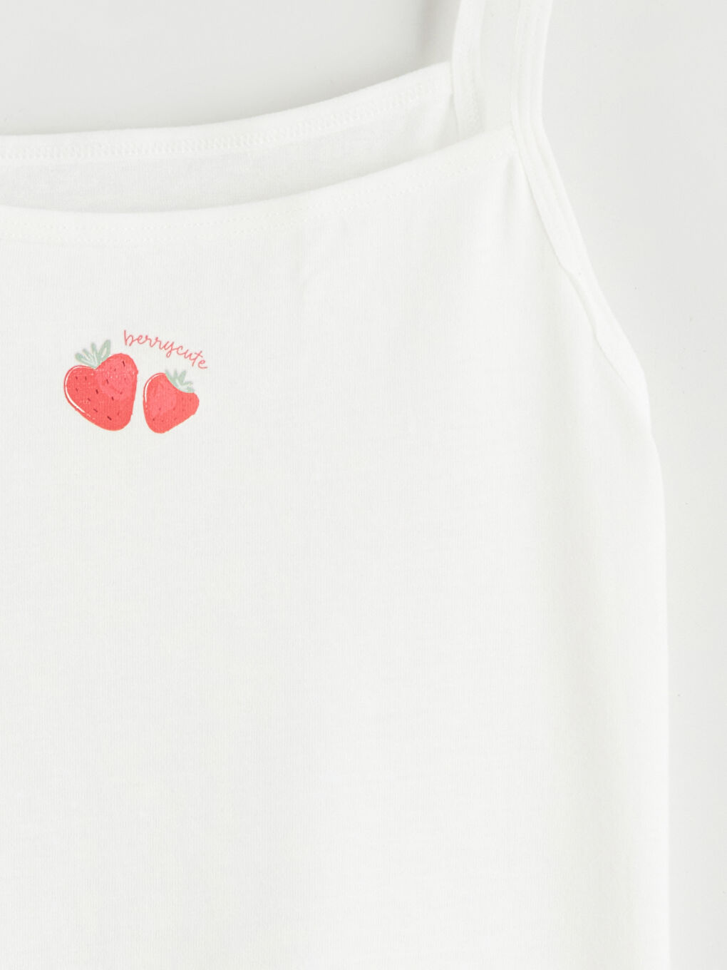 Ekru Baskılı Kız Çocuk İp Askılı Atlet-2