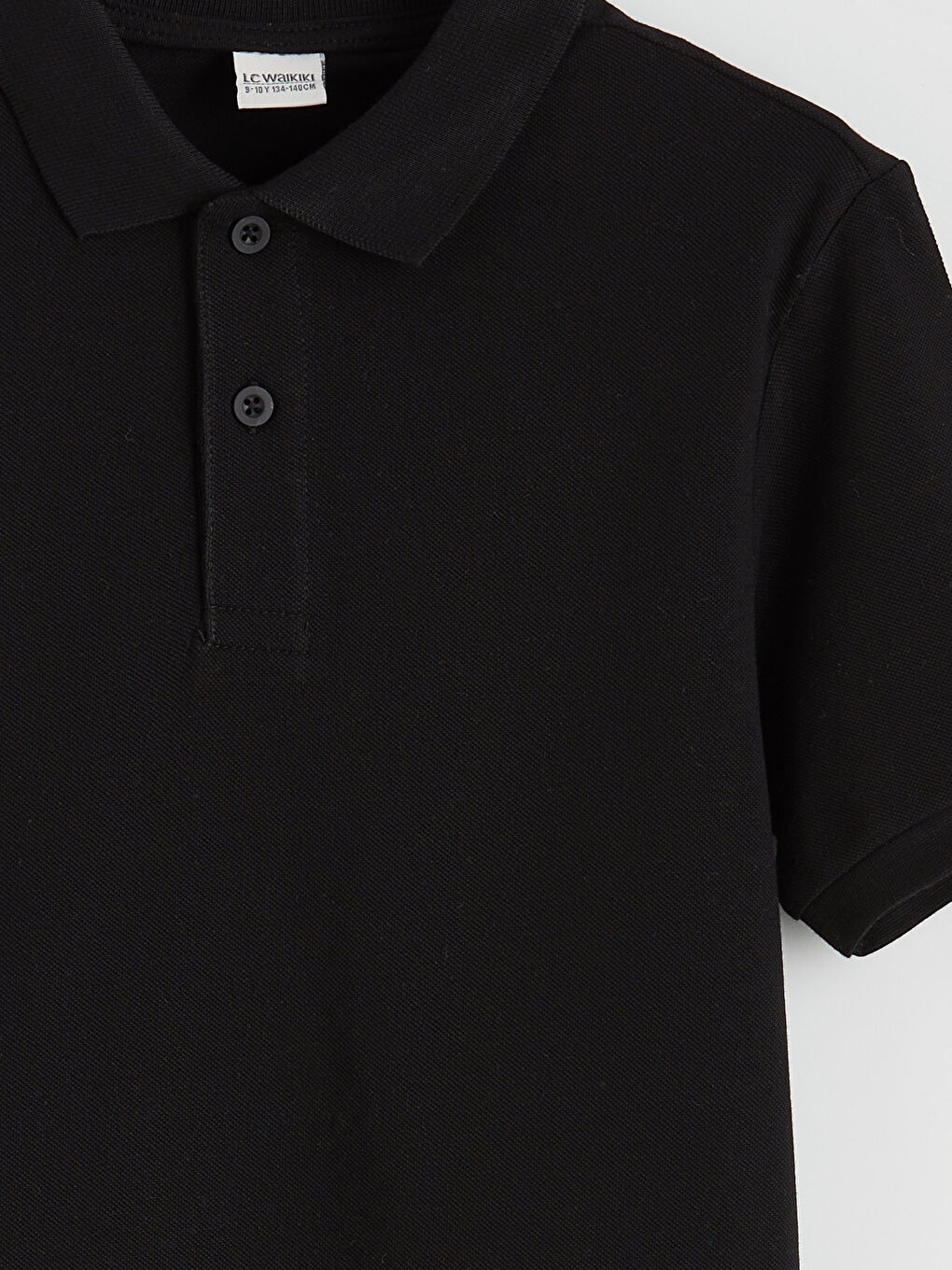 Siyah Polo Yaka Erkek Çocuk Tişört	-2