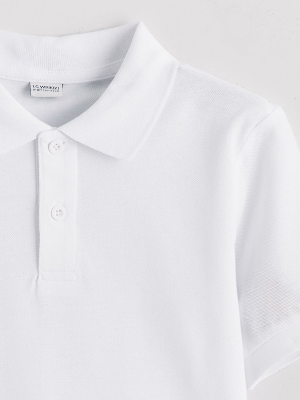 Beyaz Polo Yaka Erkek Çocuk Tişört	-1