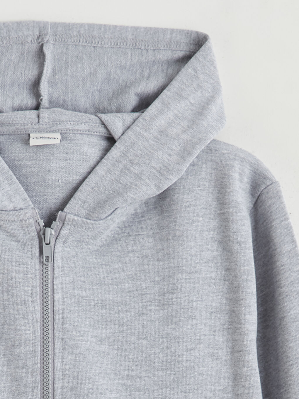 Gri Kapüşonlu Erkek Çocuk Fermuarlı Sweatshirt-1