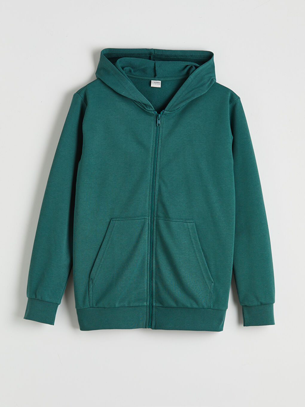 Yeşil Kapüşonlu Erkek Çocuk Fermuarlı Sweatshirt