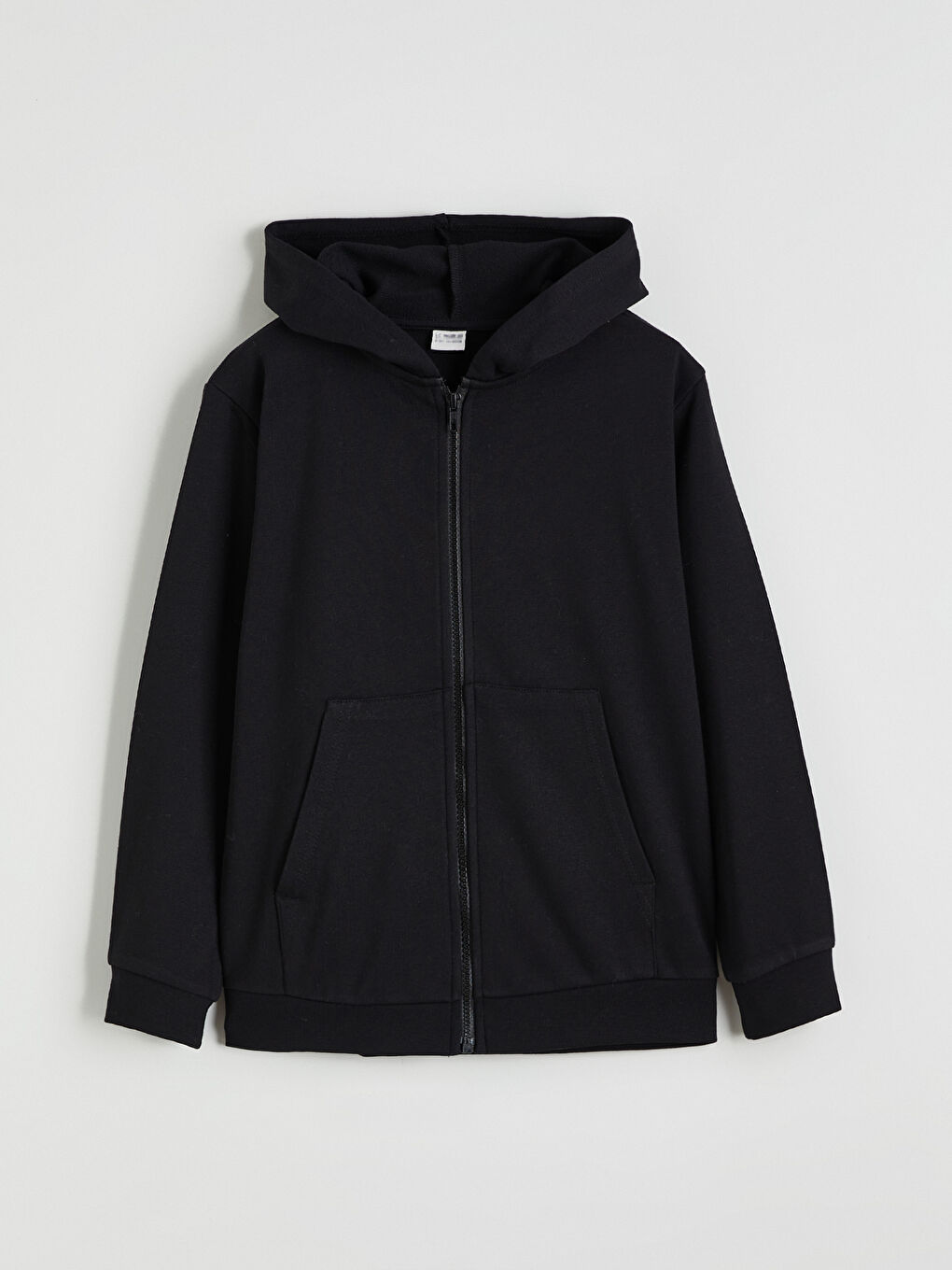 Siyah Kapüşonlu Erkek Çocuk Fermuarlı Sweatshirt