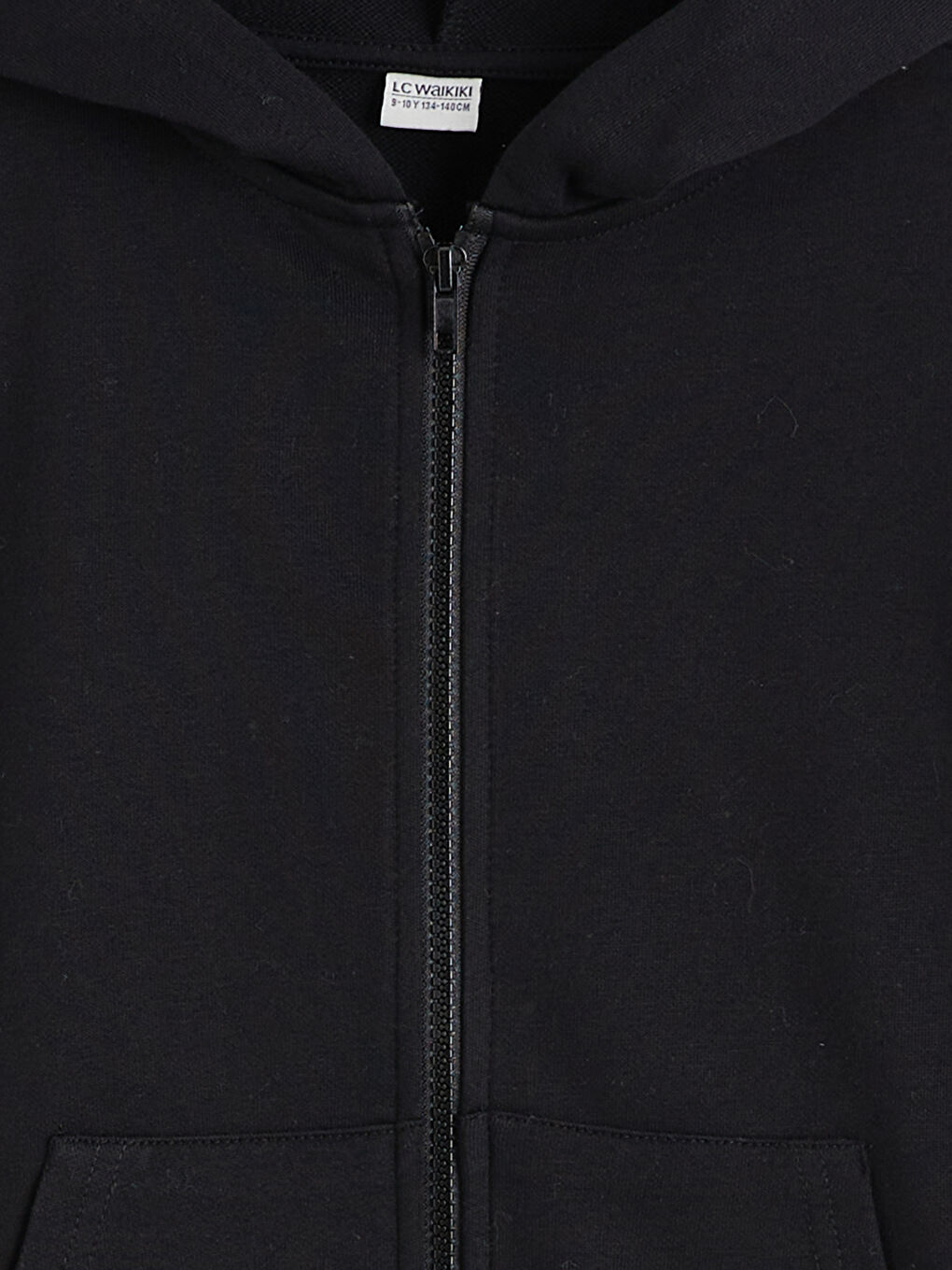 Siyah Kapüşonlu Erkek Çocuk Fermuarlı Sweatshirt-1