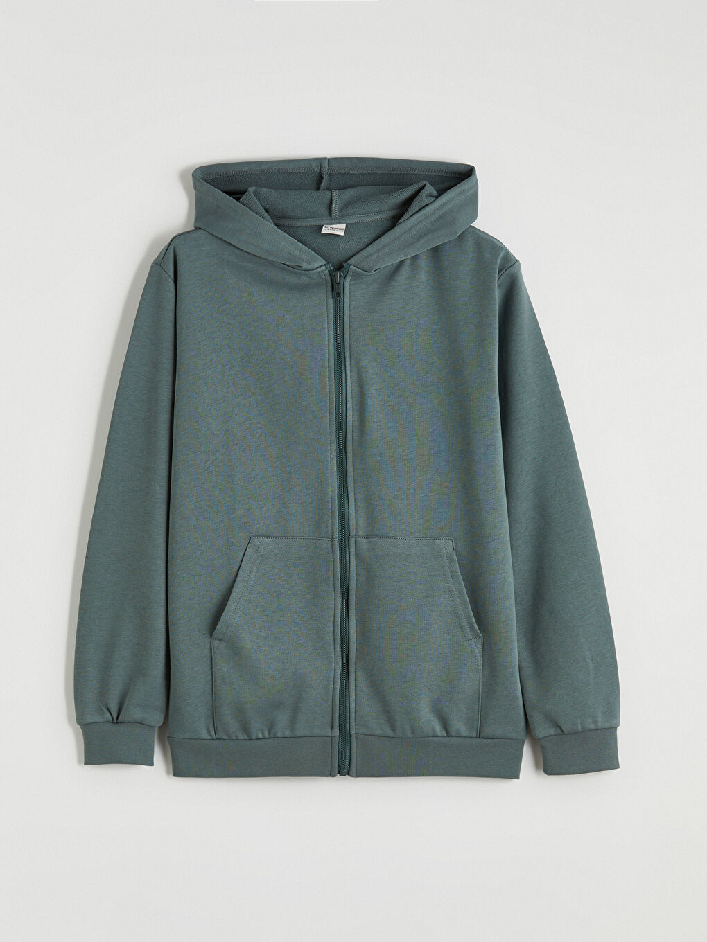 Yeşil Kapüşonlu Erkek Çocuk Fermuarlı Sweatshirt