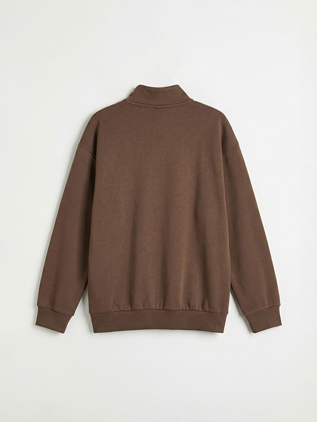 Kahverengi Dik Yaka Fermuarlı Erkek Çocuk Sweatshirt-1