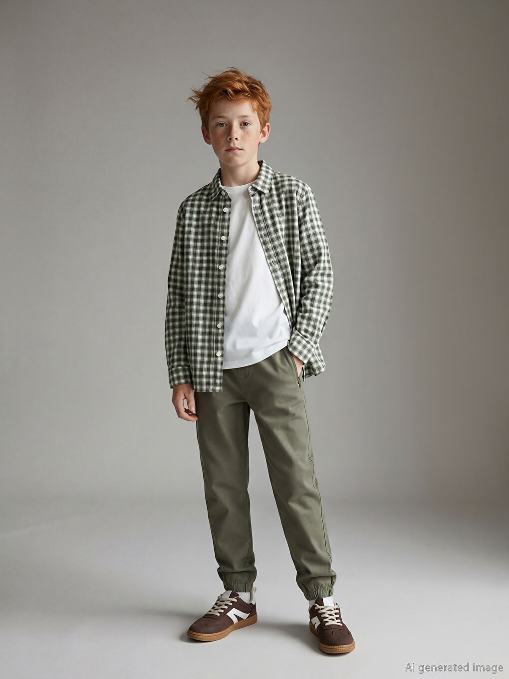 Haki Loose Fit Erkek Çocuk Jogger Pantolon