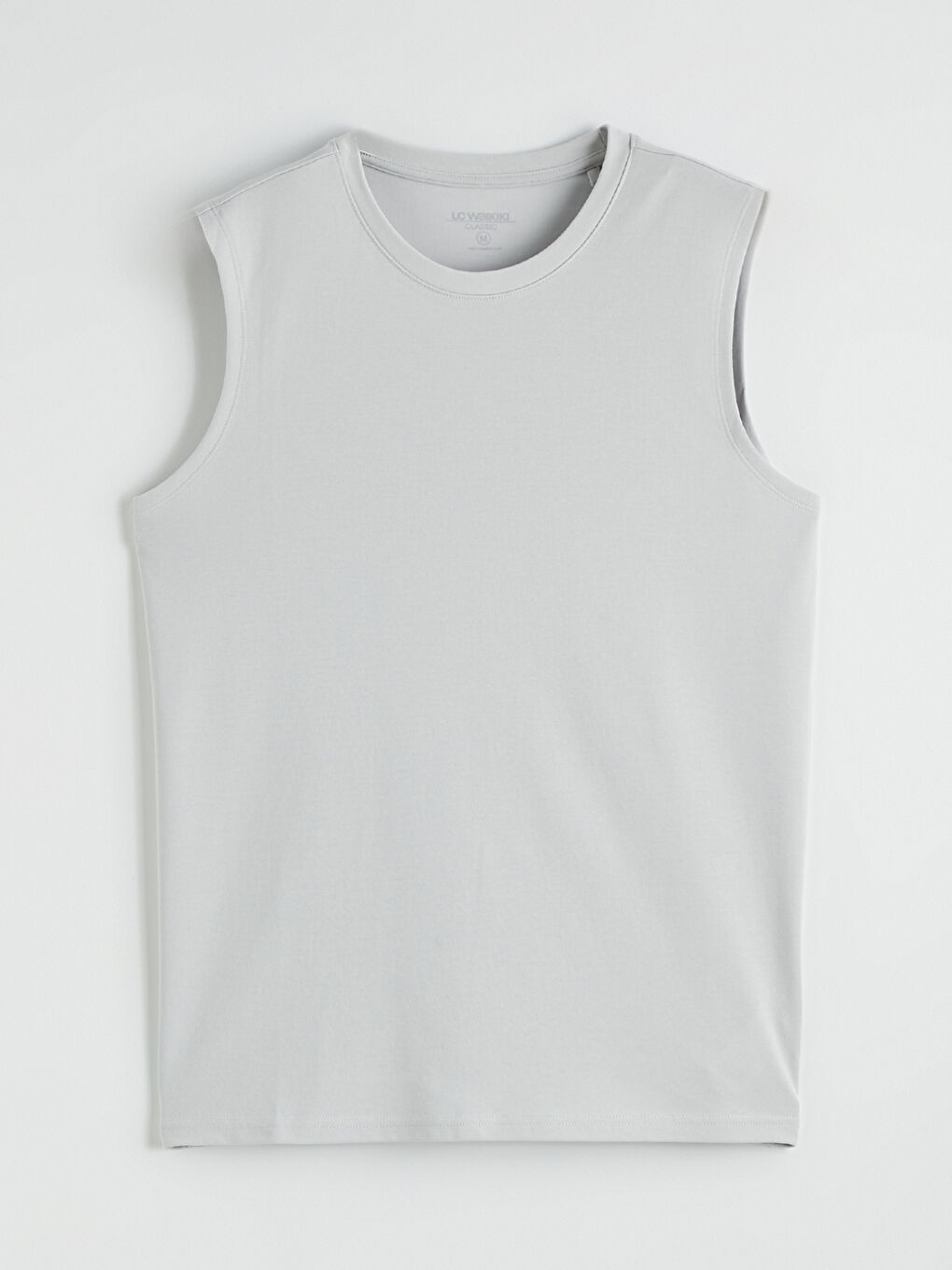 Gri Bisiklet Yaka Kolsuz Erkek Tişört-4