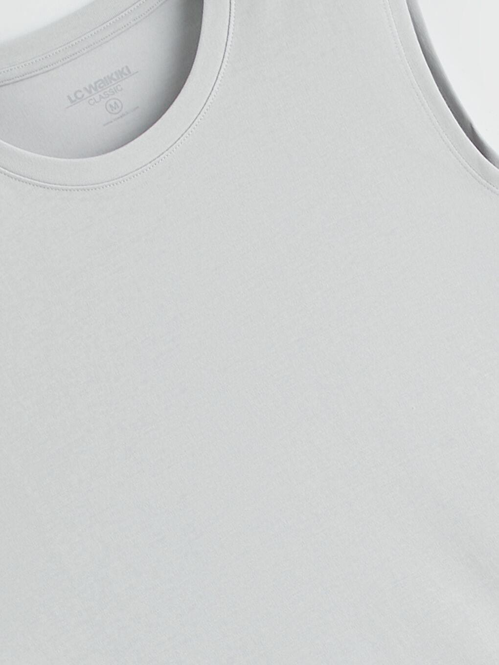 Gri Bisiklet Yaka Kolsuz Erkek Tişört-5