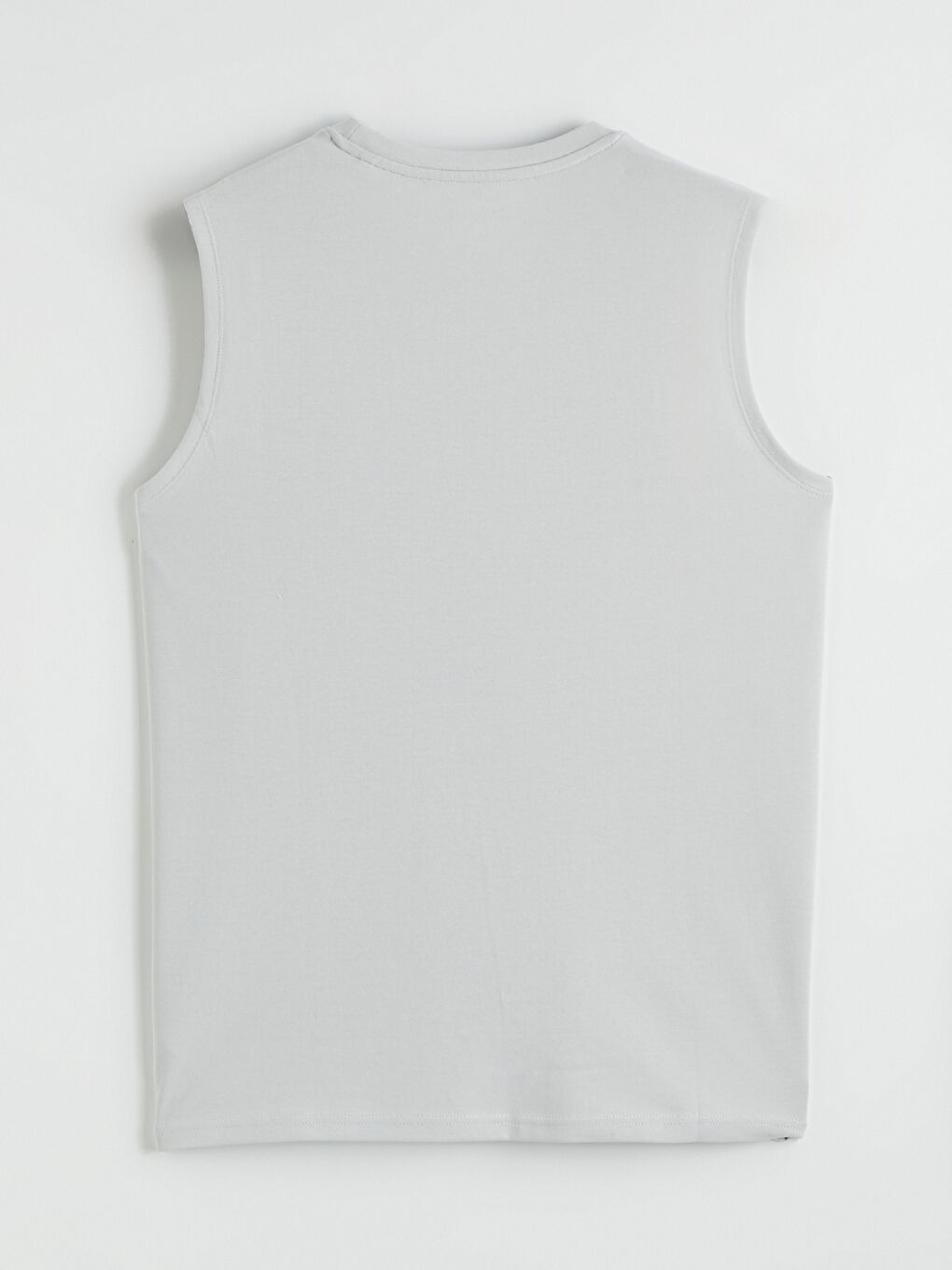 Gri Bisiklet Yaka Kolsuz Erkek Tişört-6