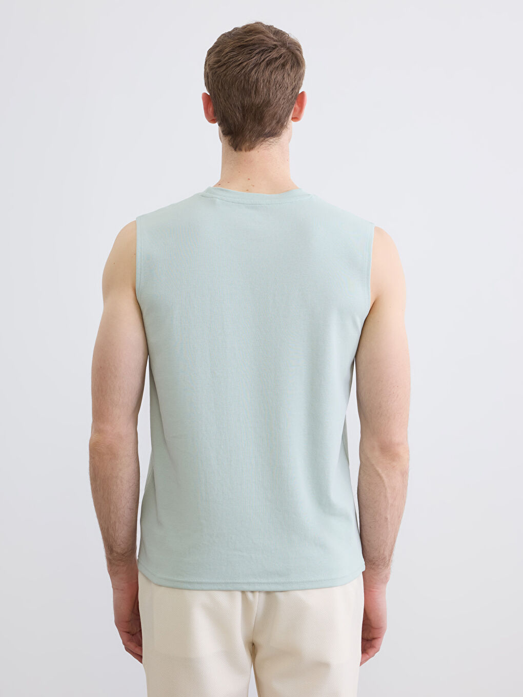 Yeşil Bisiklet Yaka Kolsuz Erkek Tişört-3