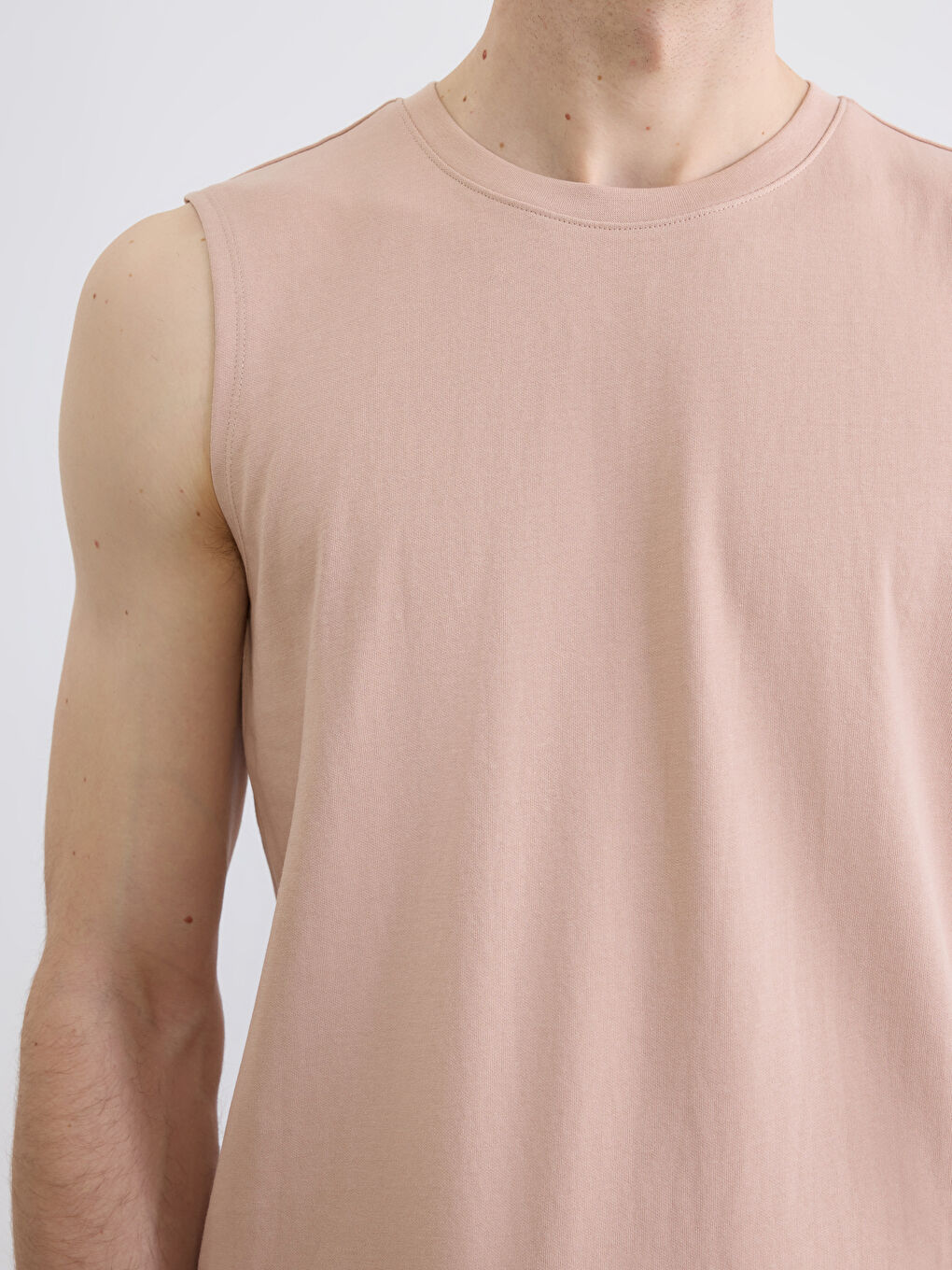 Pembe Bisiklet Yaka Kolsuz Erkek Tişört-2