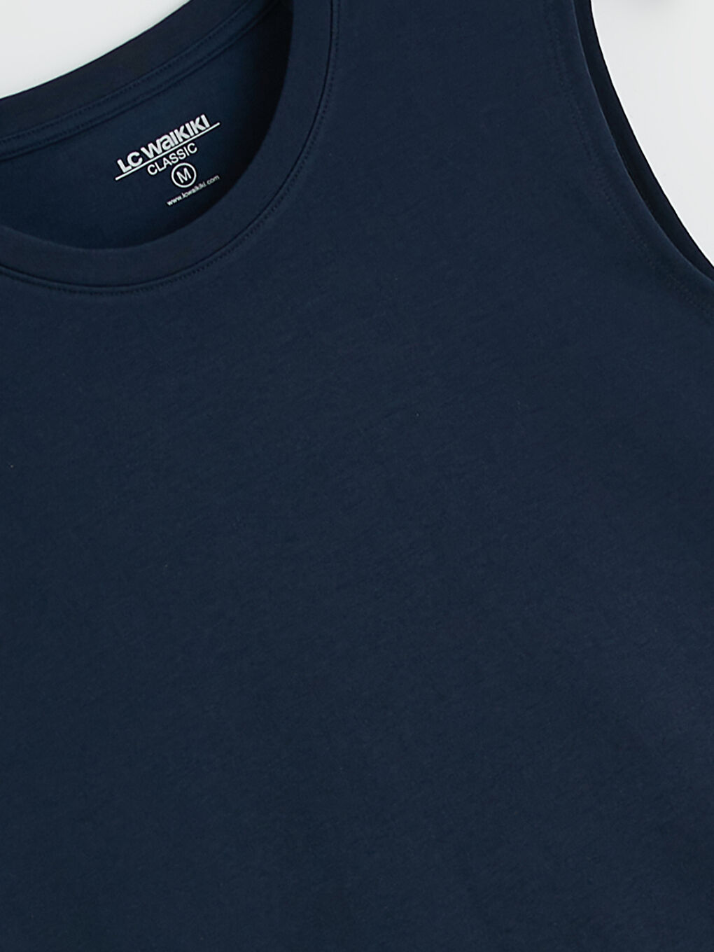 Lacivert Bisiklet Yaka Kolsuz Erkek Tişört-1