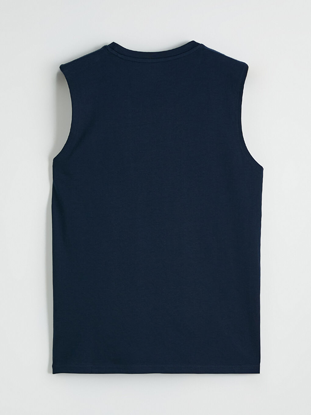 Lacivert Bisiklet Yaka Kolsuz Erkek Tişört-2