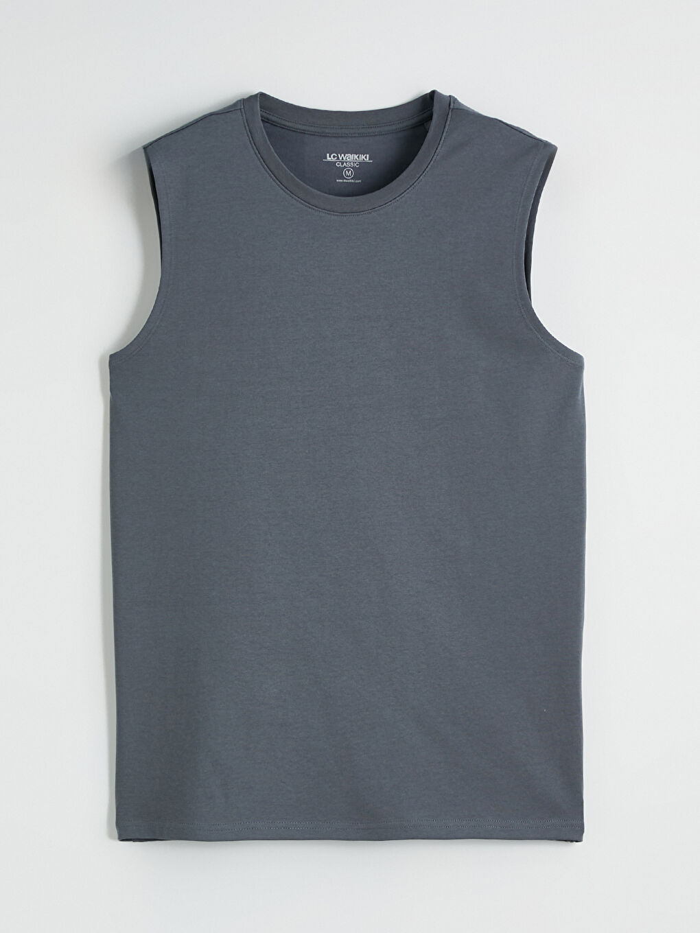 Gri Bisiklet Yaka Erkek Kolsuz Tişört-4