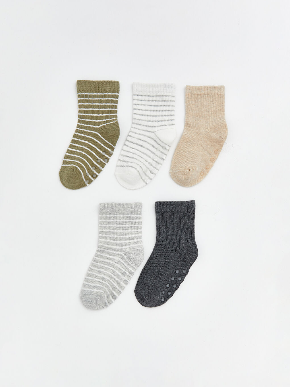 Antrasit Çizgili Erkek Bebek Soket Çorap 5'li