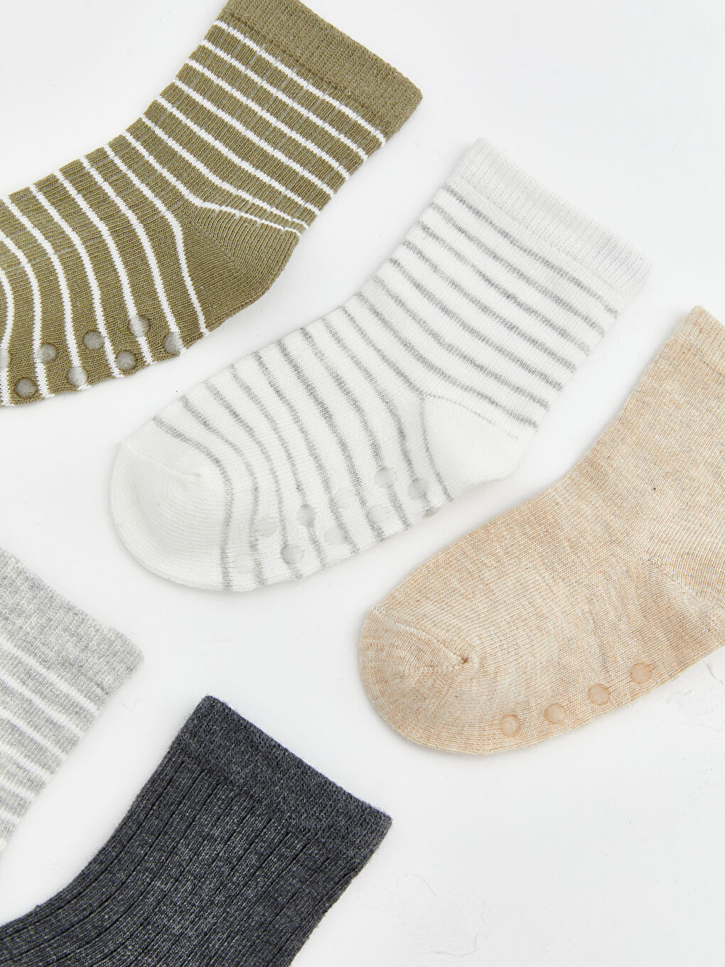 Antrasit Çizgili Erkek Bebek Soket Çorap 5'li-1