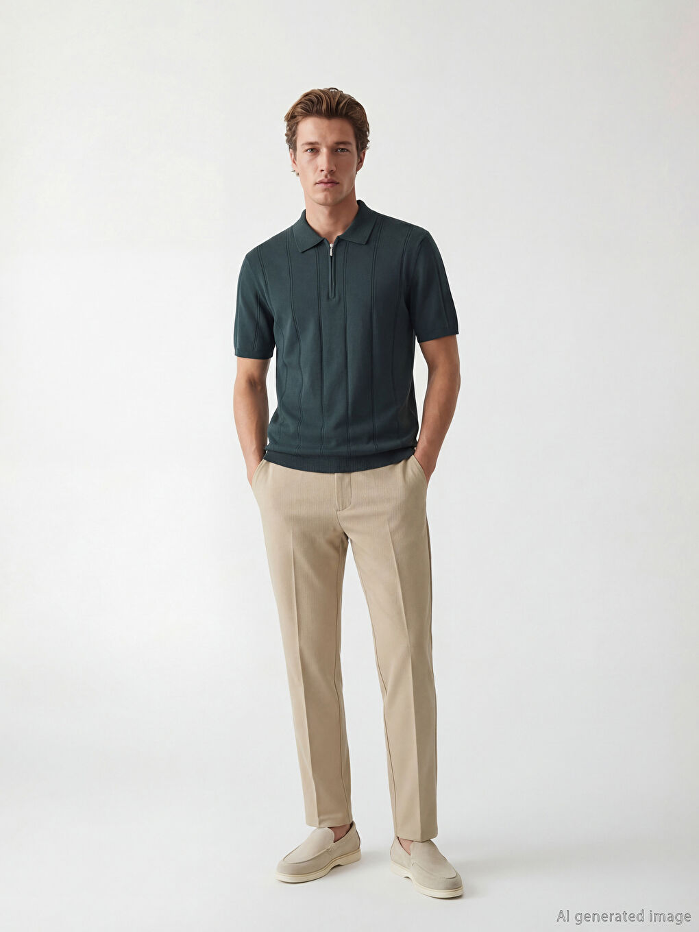 Polo Neck Short Sleeve Men's Knitwear Sweater-1