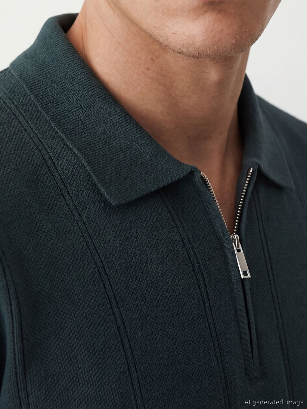 Polo Neck Short Sleeve Men's Knitwear Sweater-2