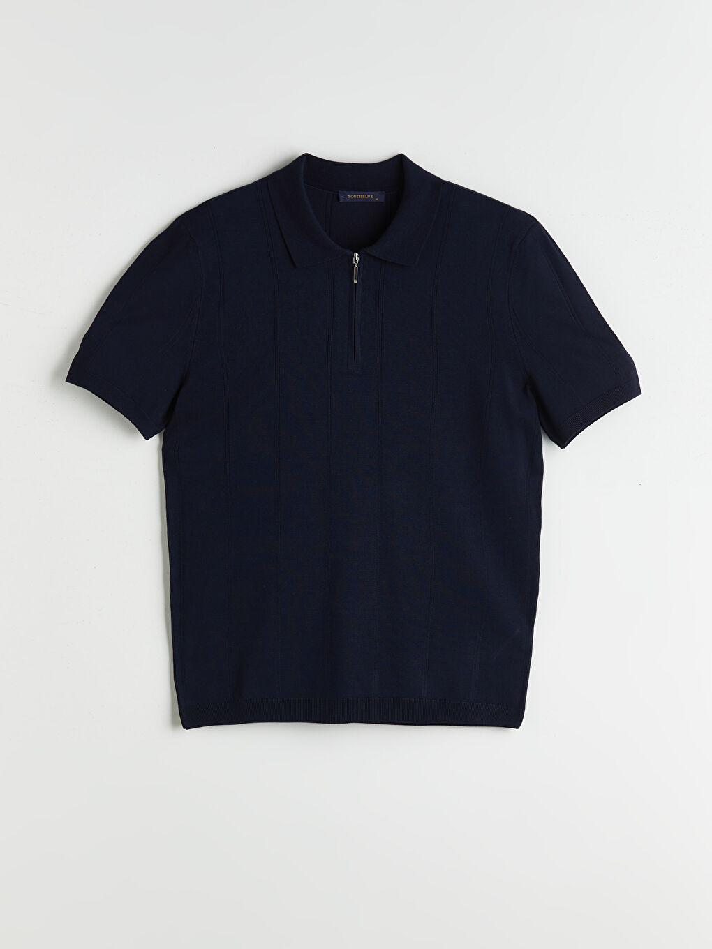 Lacivert Polo Yaka Kısa Kollu Erkek Triko Kazak-4