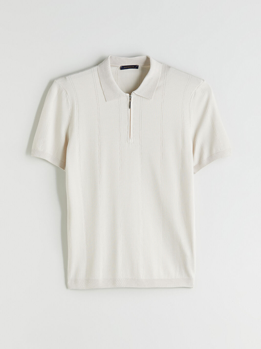 Bej Polo Yaka Kısa Kollu Erkek Triko Kazak-4