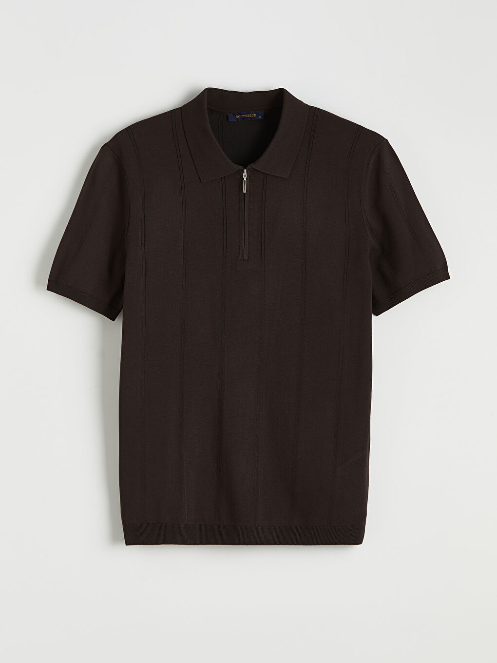 Kahverengi Polo Yaka Kısa Kollu Erkek Triko Kazak-4