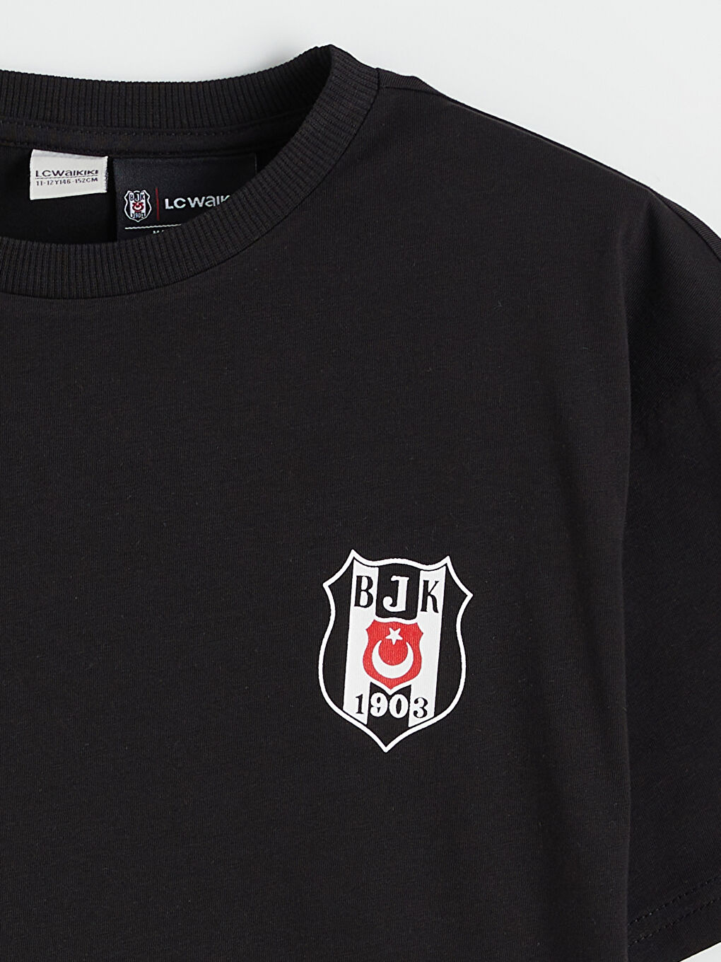 Siyah Bisiklet Yaka Beşiktaş Lisanslı Erkek Çocuk Tişört-2