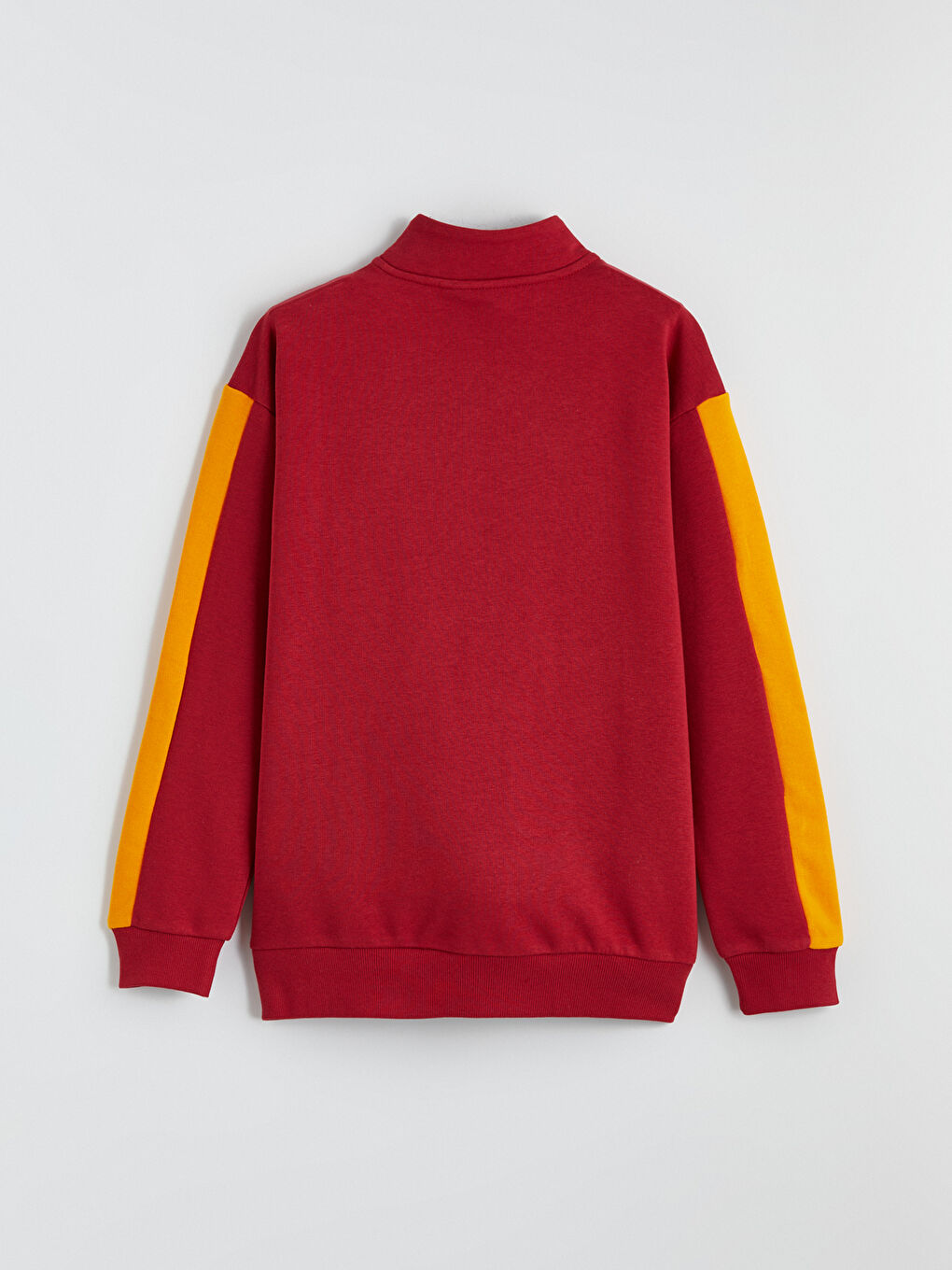 Kırmızı Dik Yaka Galatasaray Baskılı Erkek Çocuk Fermuarlı Sweatshirt-2